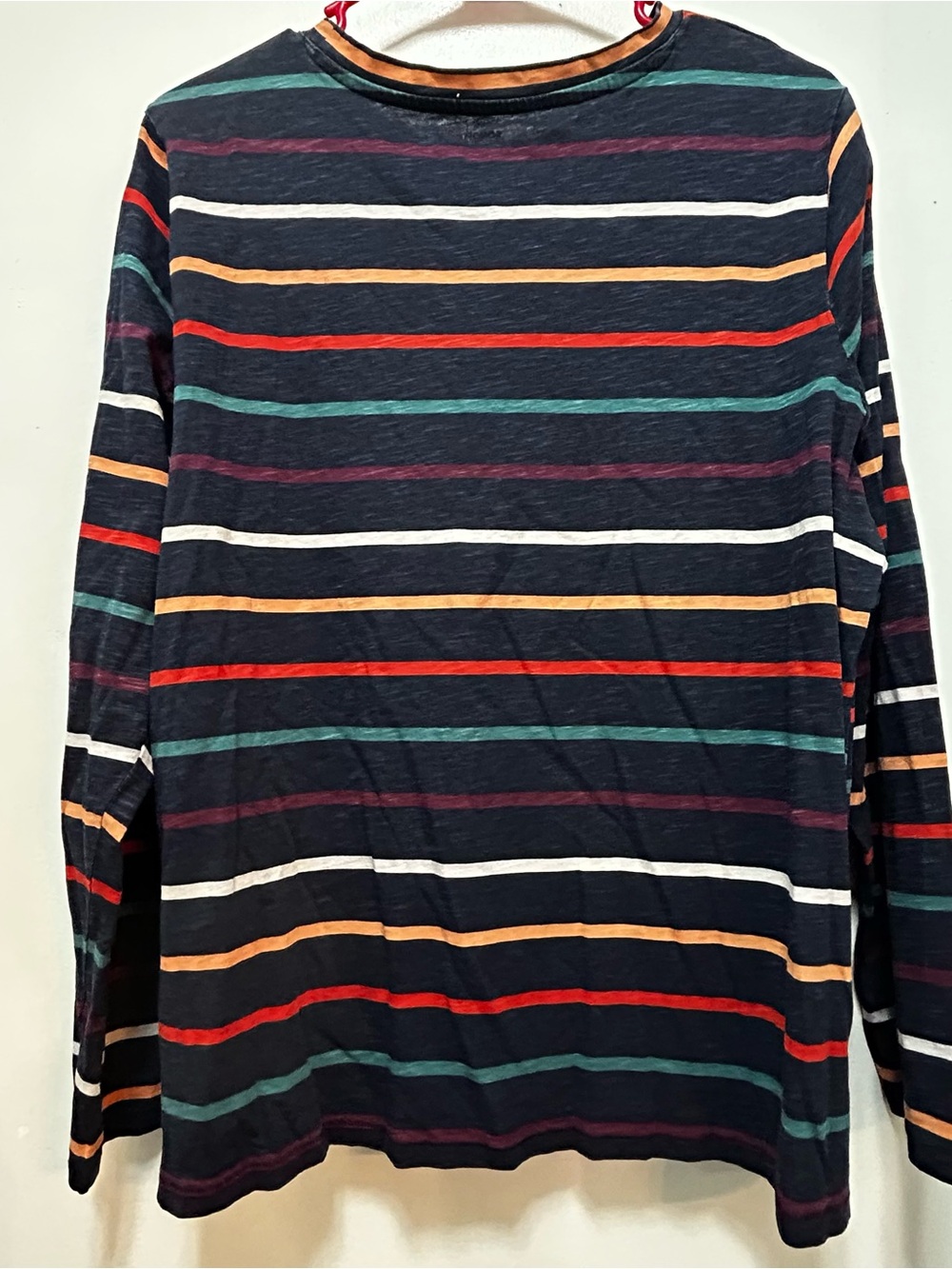 Sonoma Navy Long Sleeve Crewneck with Multicolor Stripes - Picture 2 of 3